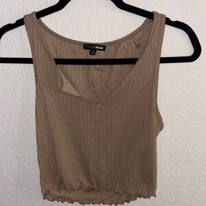 Fashion Nova Beige Ribbed Tank Top